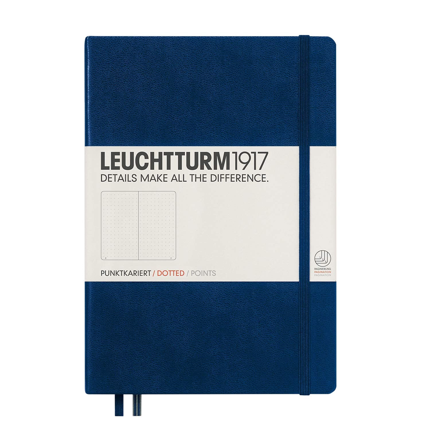 Leuchtturm1917 Medium A5 Dotted Hardcover Notebook (Navy) - 249 Numbered Pages