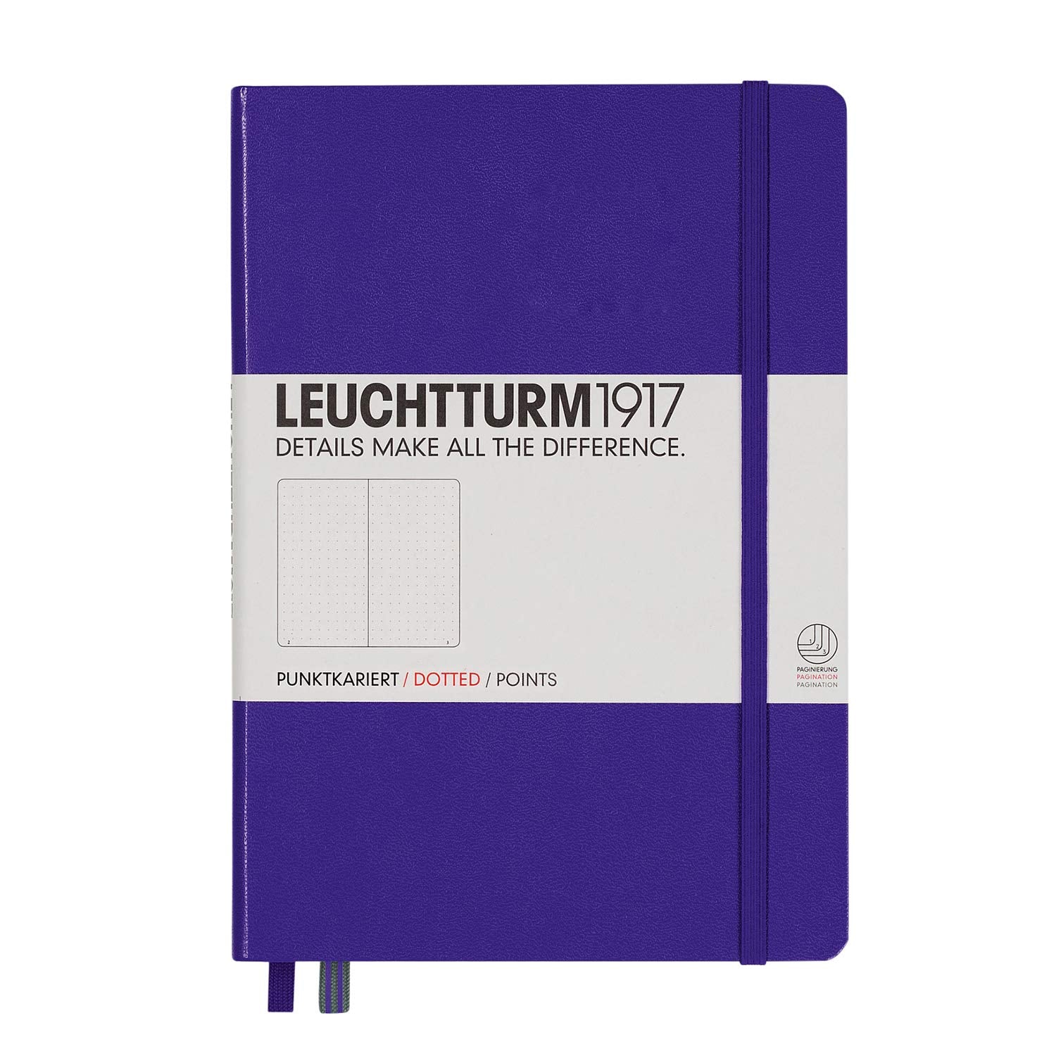 Leuchtturm1917 Medium A5 Dotted Hardcover Notebook (Purple) - 249 Numbered Pages