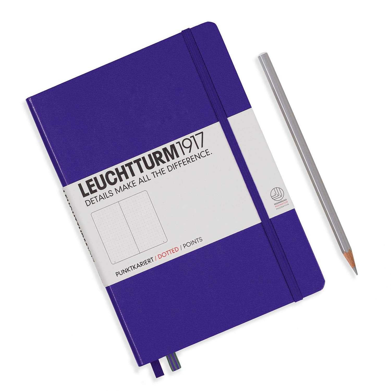 Leuchtturm1917 Medium A5 Dotted Hardcover Notebook (Purple) - 249 Numbered Pages
