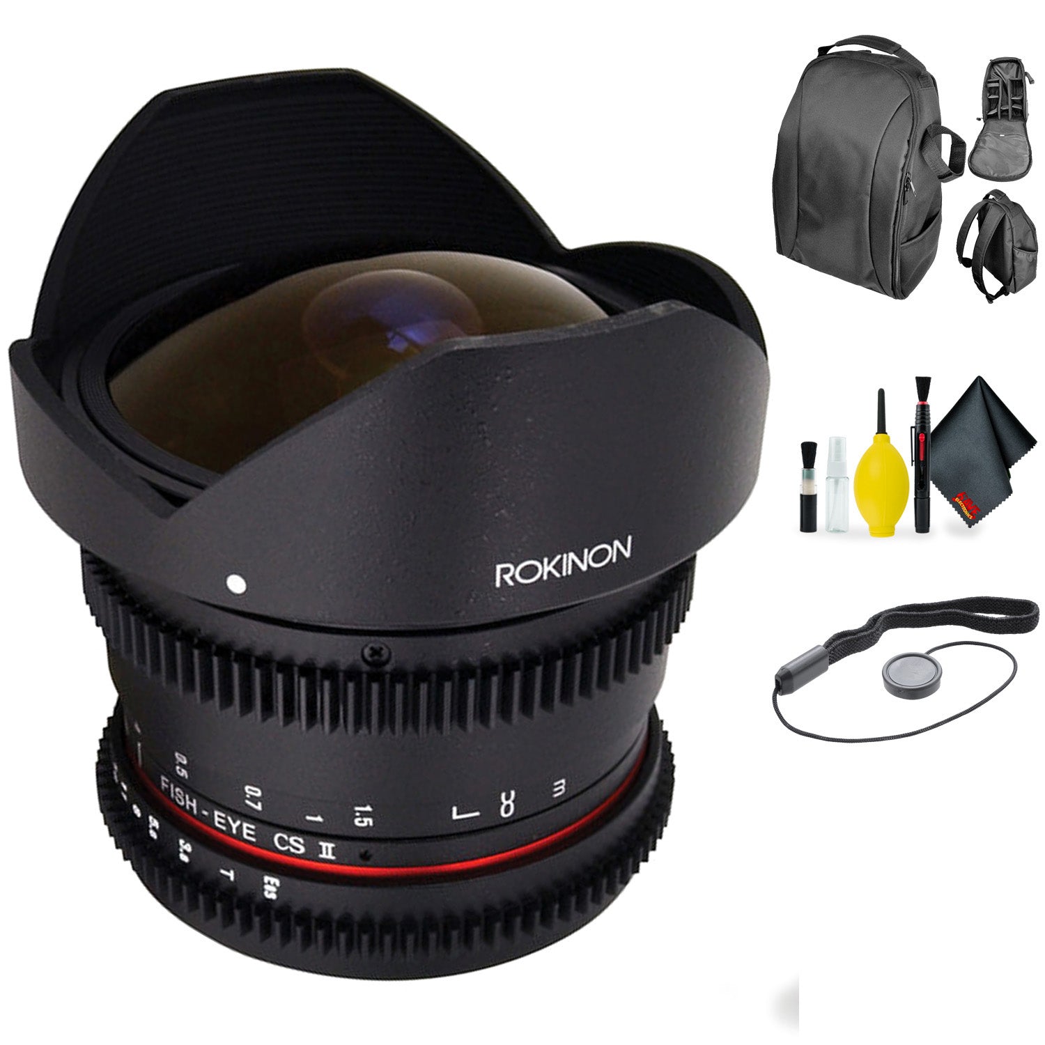 ROKINON 8MM T/3.8 CINE HD Sony inchE inch + Deluxe Lens Cleaning Kit Bundle