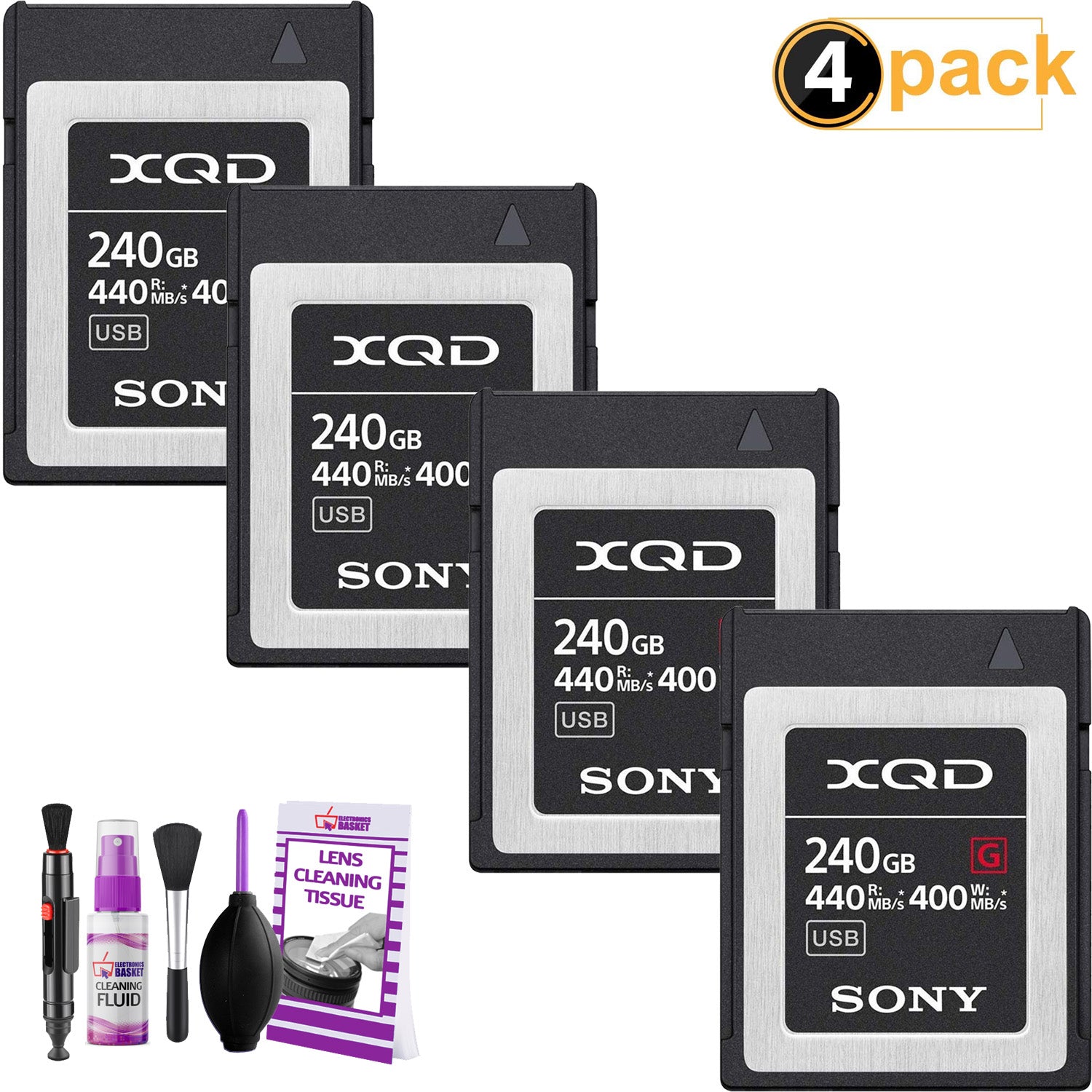 Sony Professional XQD G Series 240GB Memory Card (QD-G240F) (4-Pack)
