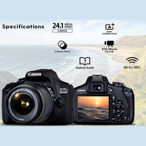 Canon EOS 2000D / Rebel T7 DSLR Camera + 18-55mm Lens, 58mm Filters Pro Bundle Canon