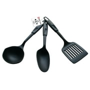 Bene Casa 3pc Nylon Kitchen Utensil Set, SPOON, SPATULA ,LADLE, Color BLACK.