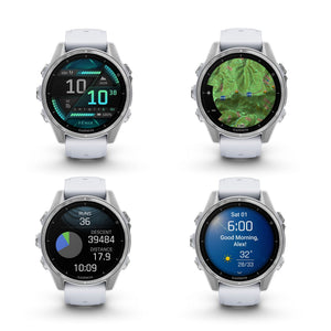 fenix 8 – 43 mm, AMOLED, Silver with Whitestone Silicone Band