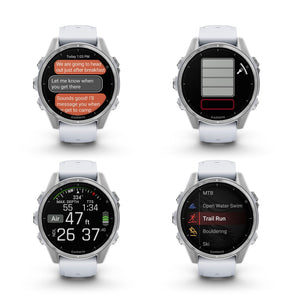 fenix 8 – 43 mm, AMOLED, Silver with Whitestone Silicone Band