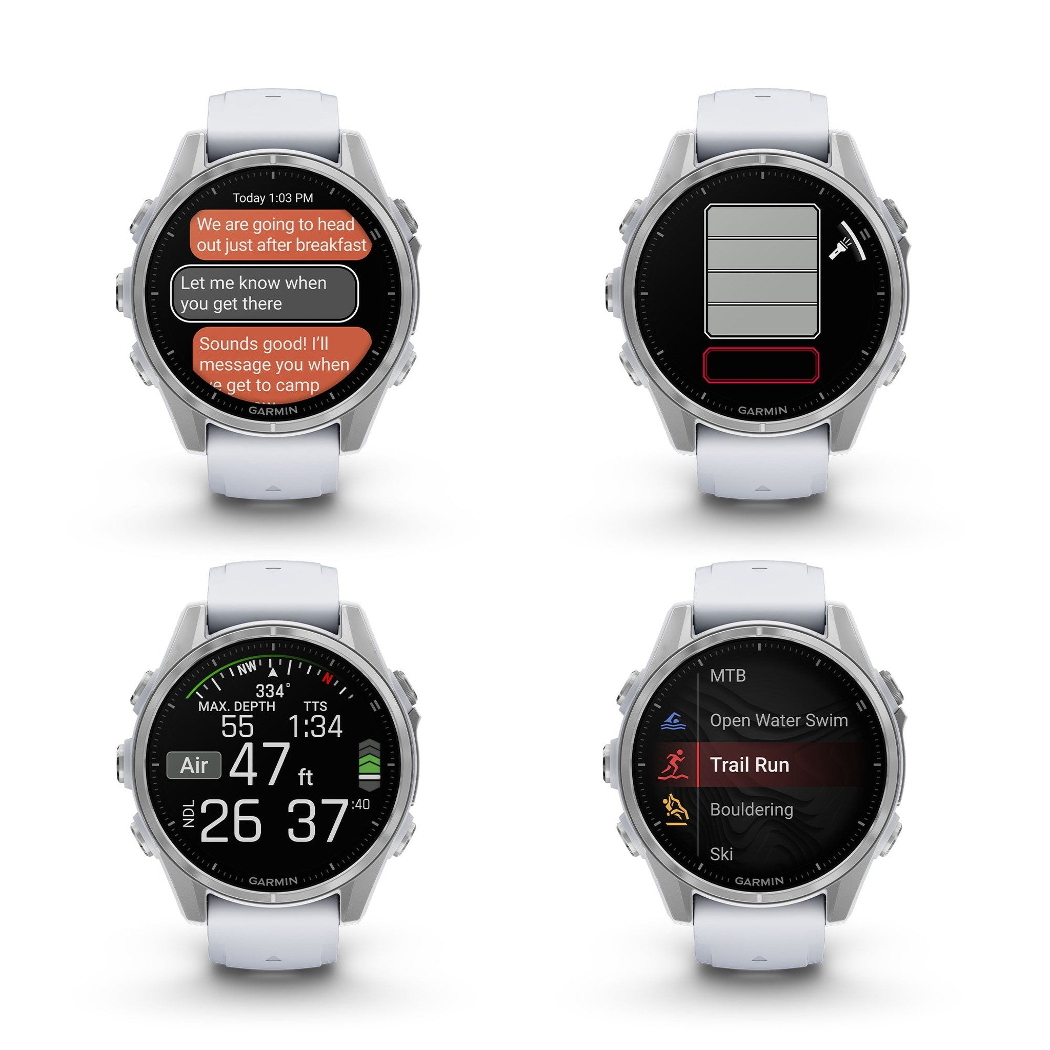 fenix 8 – 43 mm, AMOLED, Silver with Whitestone Silicone Band