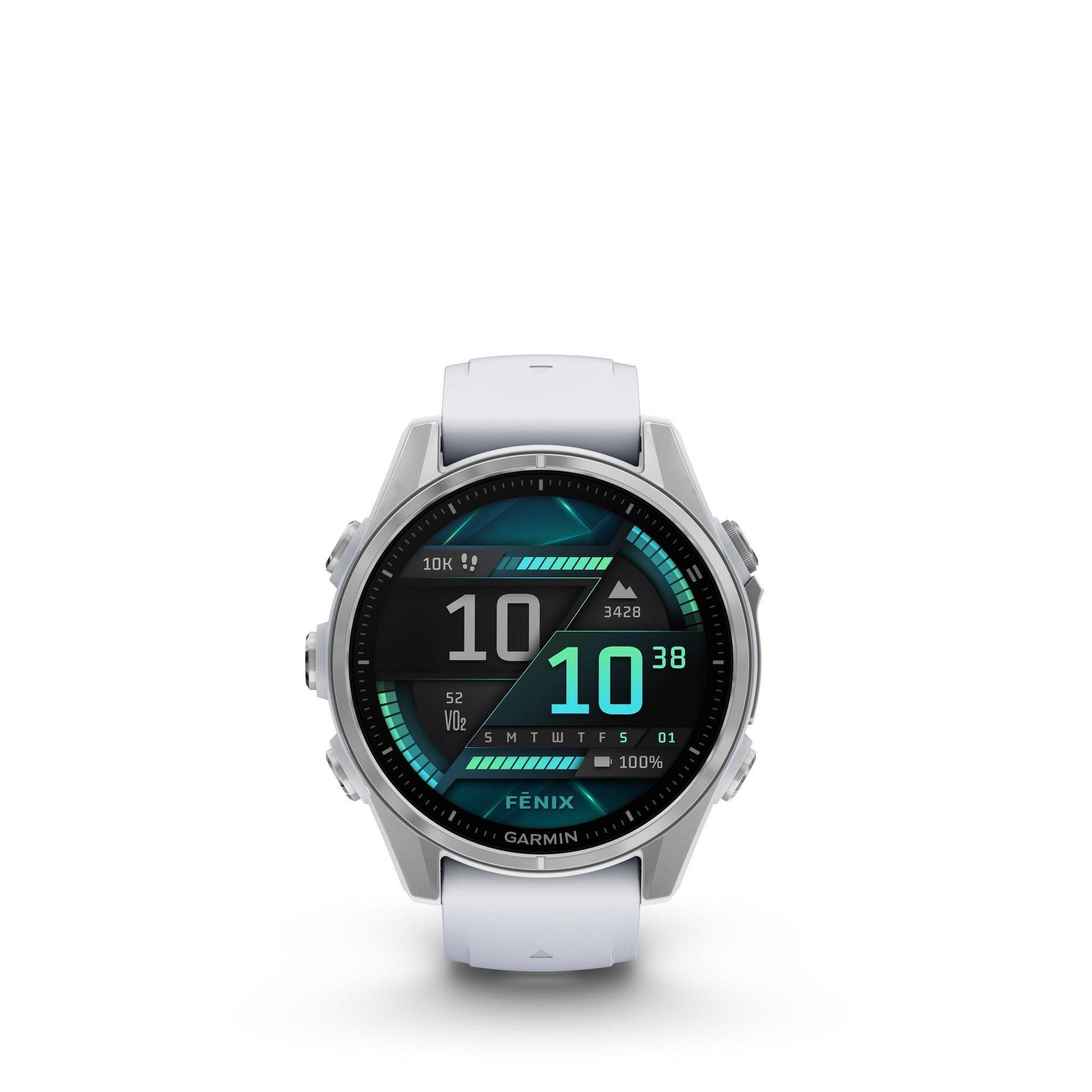 fenix 8 – 43 mm, AMOLED, Silver with Whitestone Silicone Band