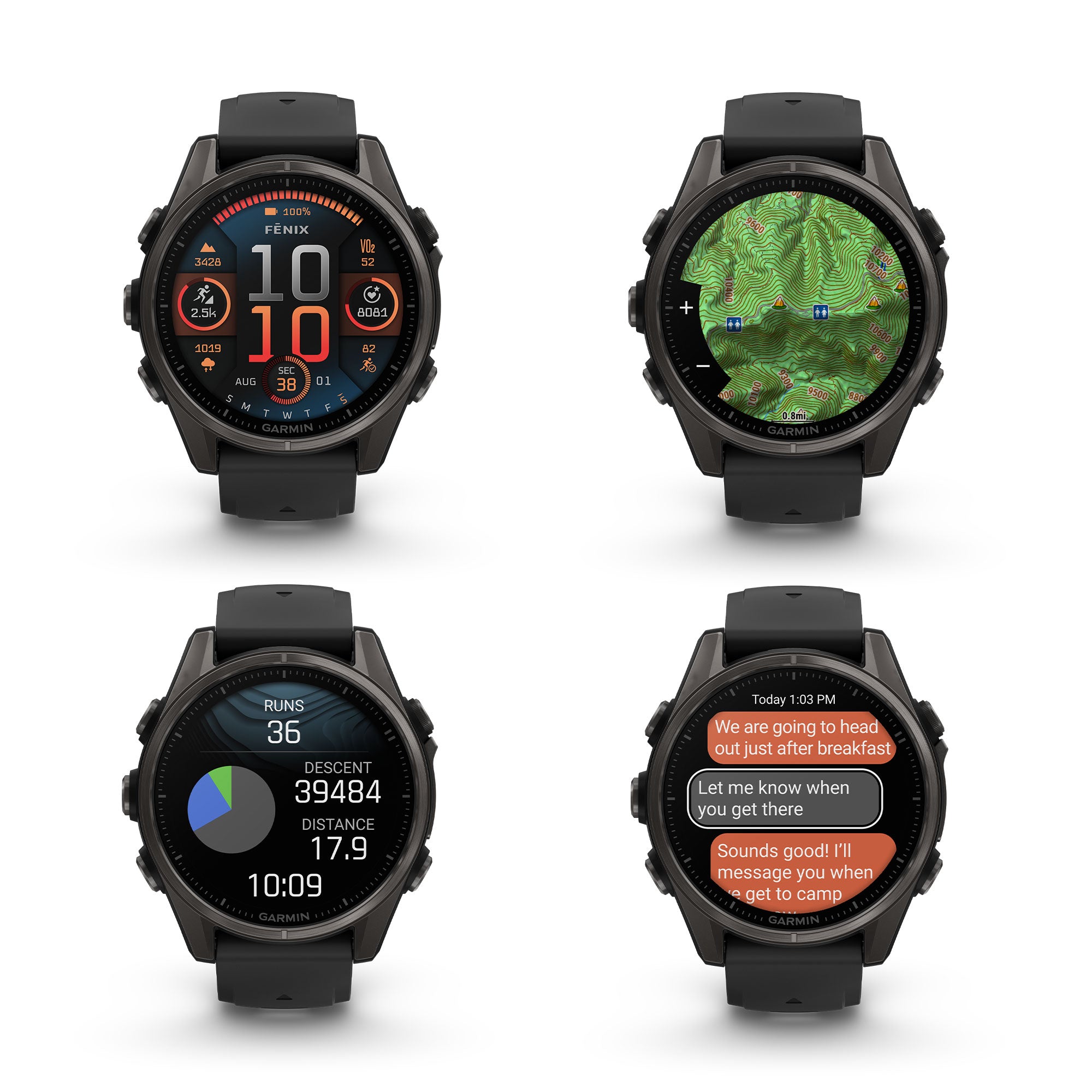 fenix 8 43mm AMOLED Sapphire Carbon Gray DLC Titanium with Black Gray Silicone