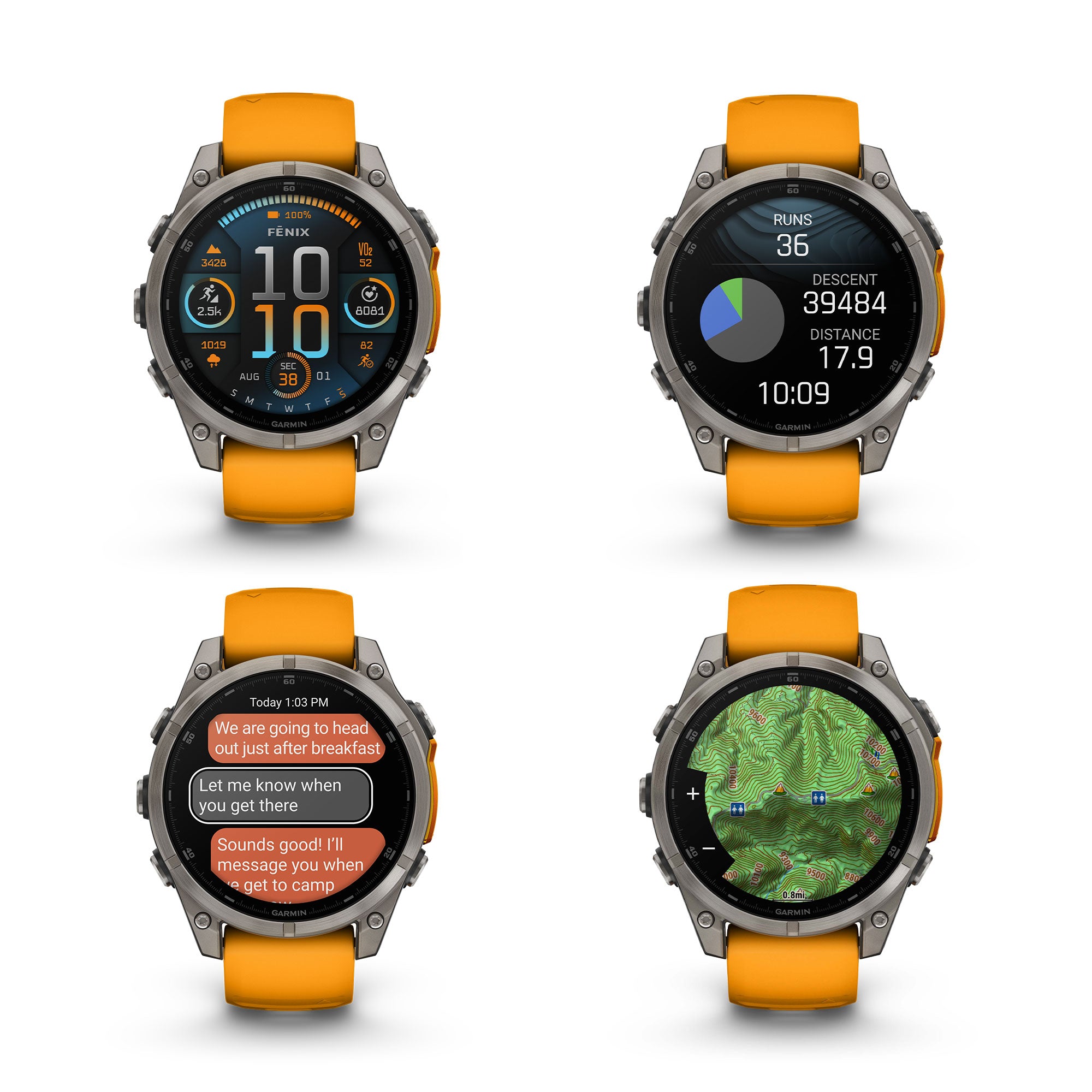 fenix 8 – 47 mm, AMOLED, Sapphire, Titanium with Spark Orange/Graphite Silicone Band
