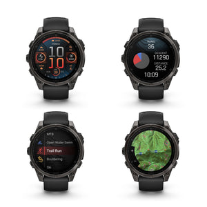 fenix 8 – 47 mm, AMOLED, Sapphire, Carbon Gray DLC Titanium with Black/Pebble Gray Silicone