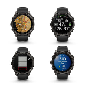 fenix 8 – 47 mm, AMOLED, Sapphire, Carbon Gray DLC Titanium with Black/Pebble Gray Silicone