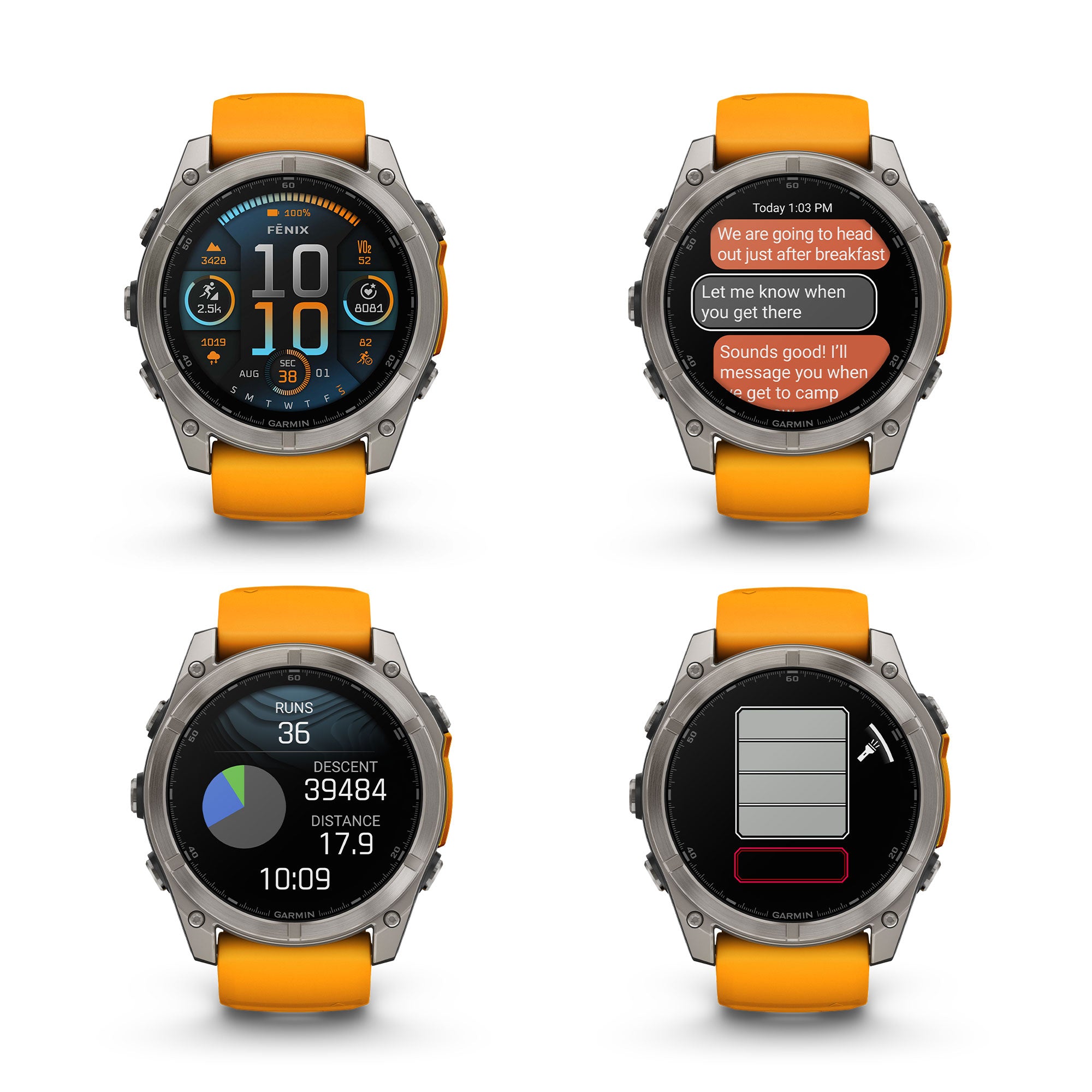 fenix 8 51mm AMOLED Sapphire Titanium with Spark Orange/Graphite Silicone Band