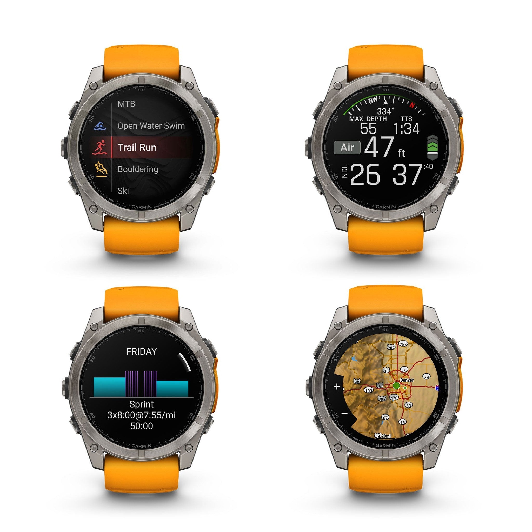 fenix 8 51mm AMOLED Sapphire Titanium with Spark Orange/Graphite Silicone Band Garmin