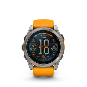 fenix 8 51mm AMOLED Sapphire Titanium with Spark Orange/Graphite Silicone Band