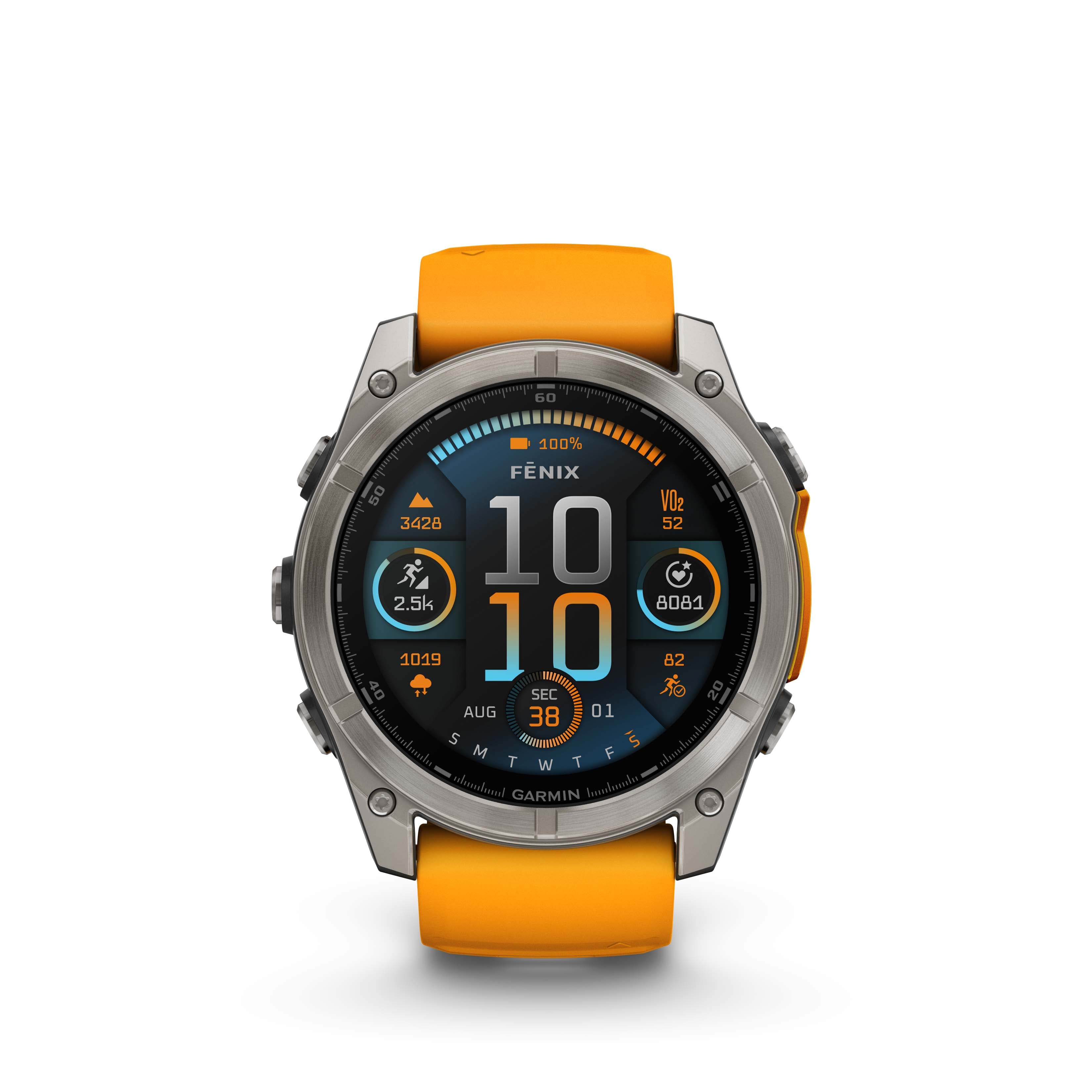 fenix 8 51mm AMOLED Sapphire Titanium with Spark Orange/Graphite Silicone Band