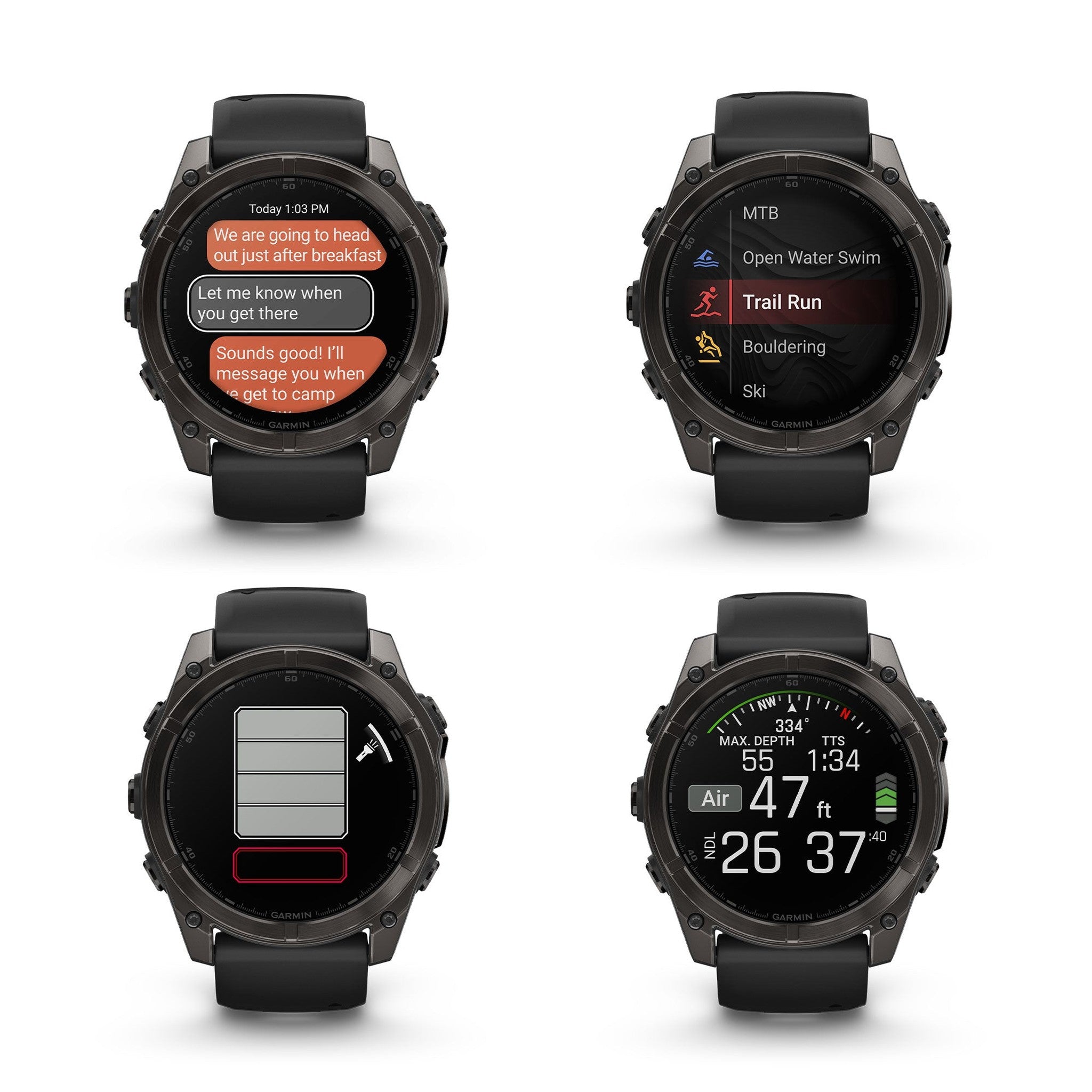 fenix 8 51mm AMOLED Sapphire Carbon Gray DLC Titanium with Black Gray Silicone