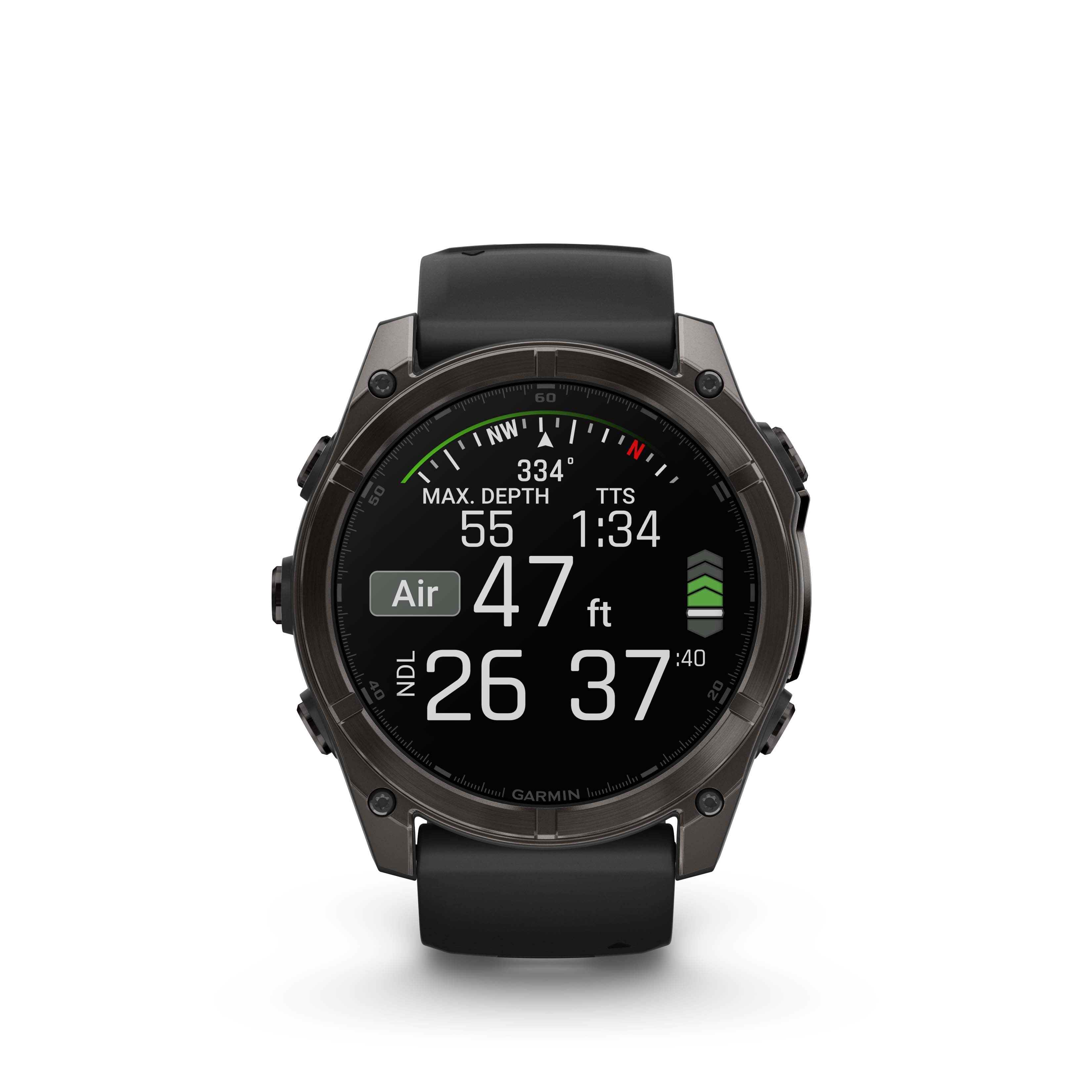fenix 8 51mm AMOLED Sapphire Carbon Gray DLC Titanium with Black Gray Silicone