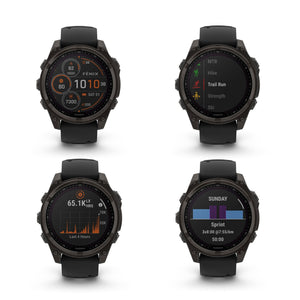 fenix 8 47mm Solar Sapphire Carbon Gray DLC Titanium with Black Gray Silicone