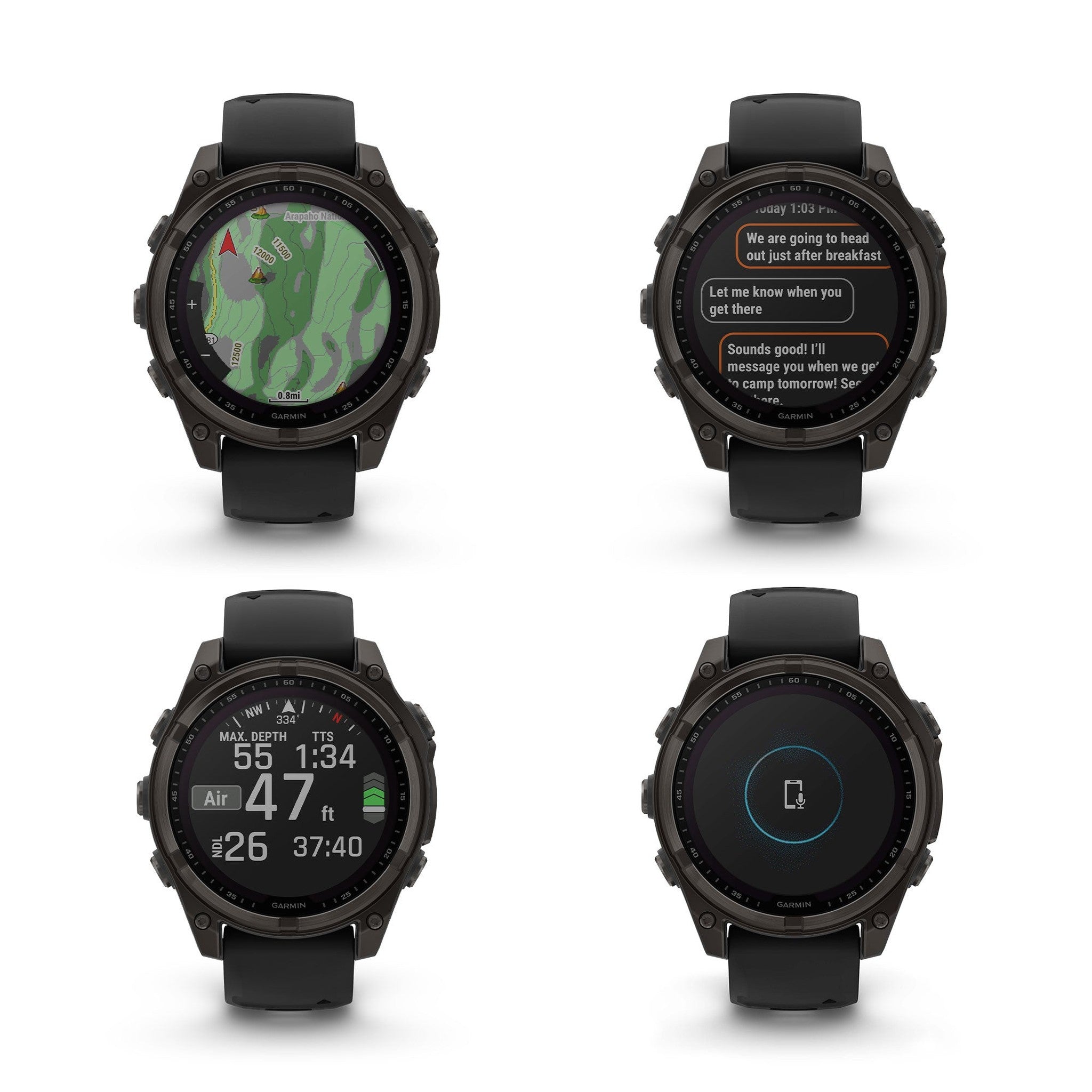fenix 8 47mm Solar Sapphire Carbon Gray DLC Titanium with Black Gray Silicone