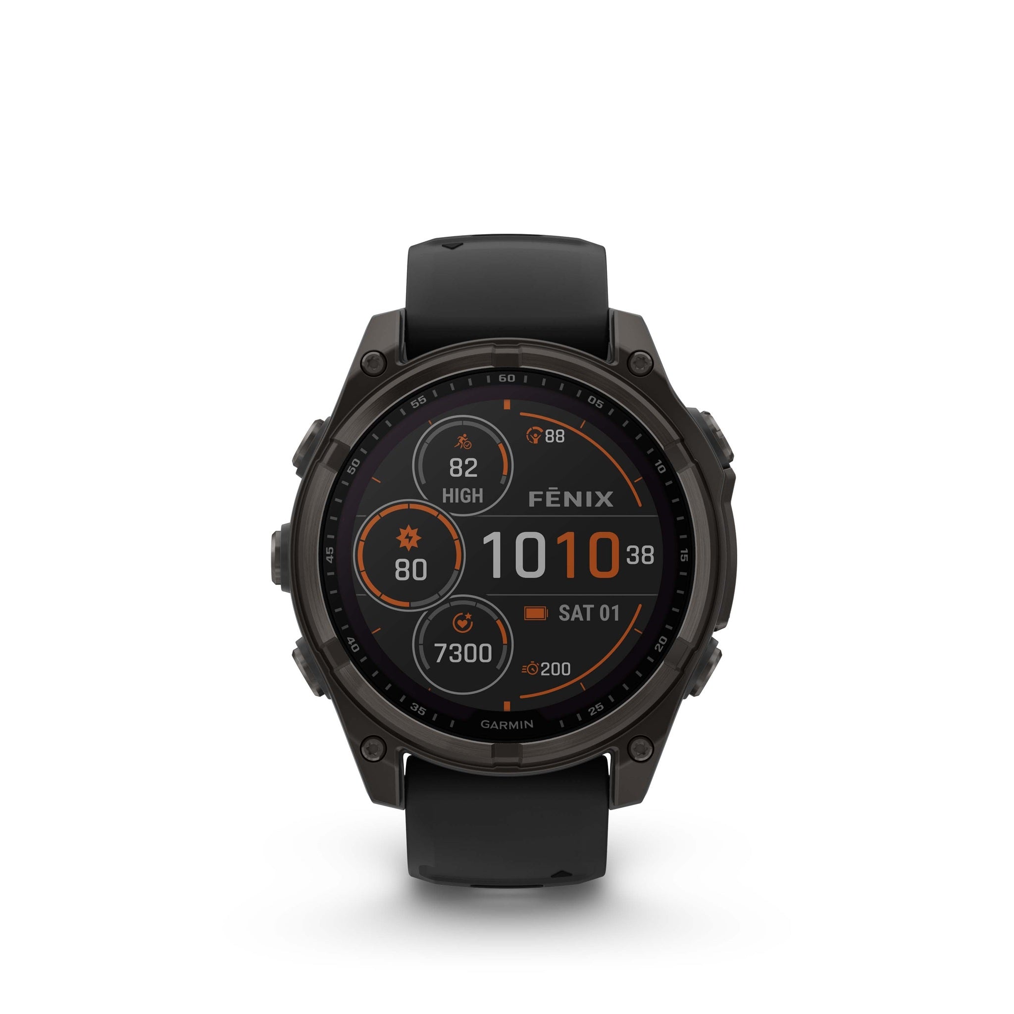 fenix 8 47mm Solar Sapphire Carbon Gray DLC Titanium with Black Gray Silicone Garmin
