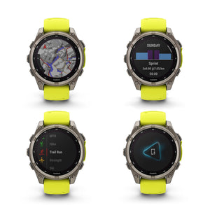 fenix 8 – 47 mm, Solar, Sapphire, Titanium with Amp Yellow/Graphite Silicone