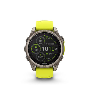 fenix 8 – 47 mm, Solar, Sapphire, Titanium with Amp Yellow/Graphite Silicone