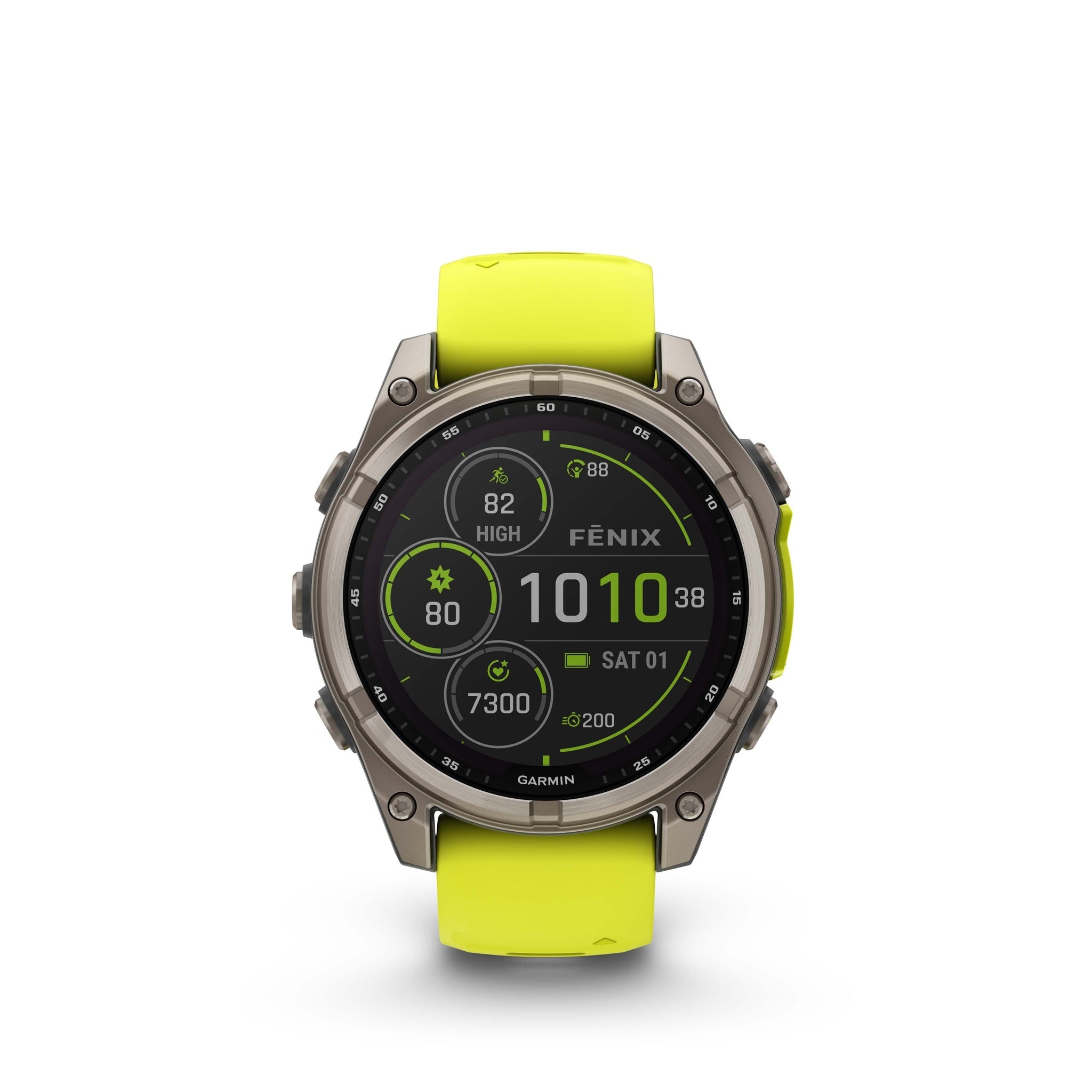 fenix 8 – 47 mm, Solar, Sapphire, Titanium with Amp Yellow/Graphite Silicone