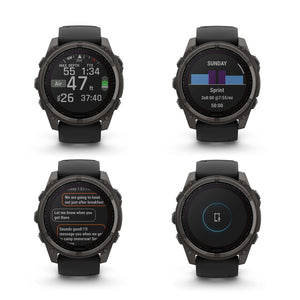 fenix 8 51mm Solar Sapphire Carbon Gray DLC Titanium with Black Gray Silicone