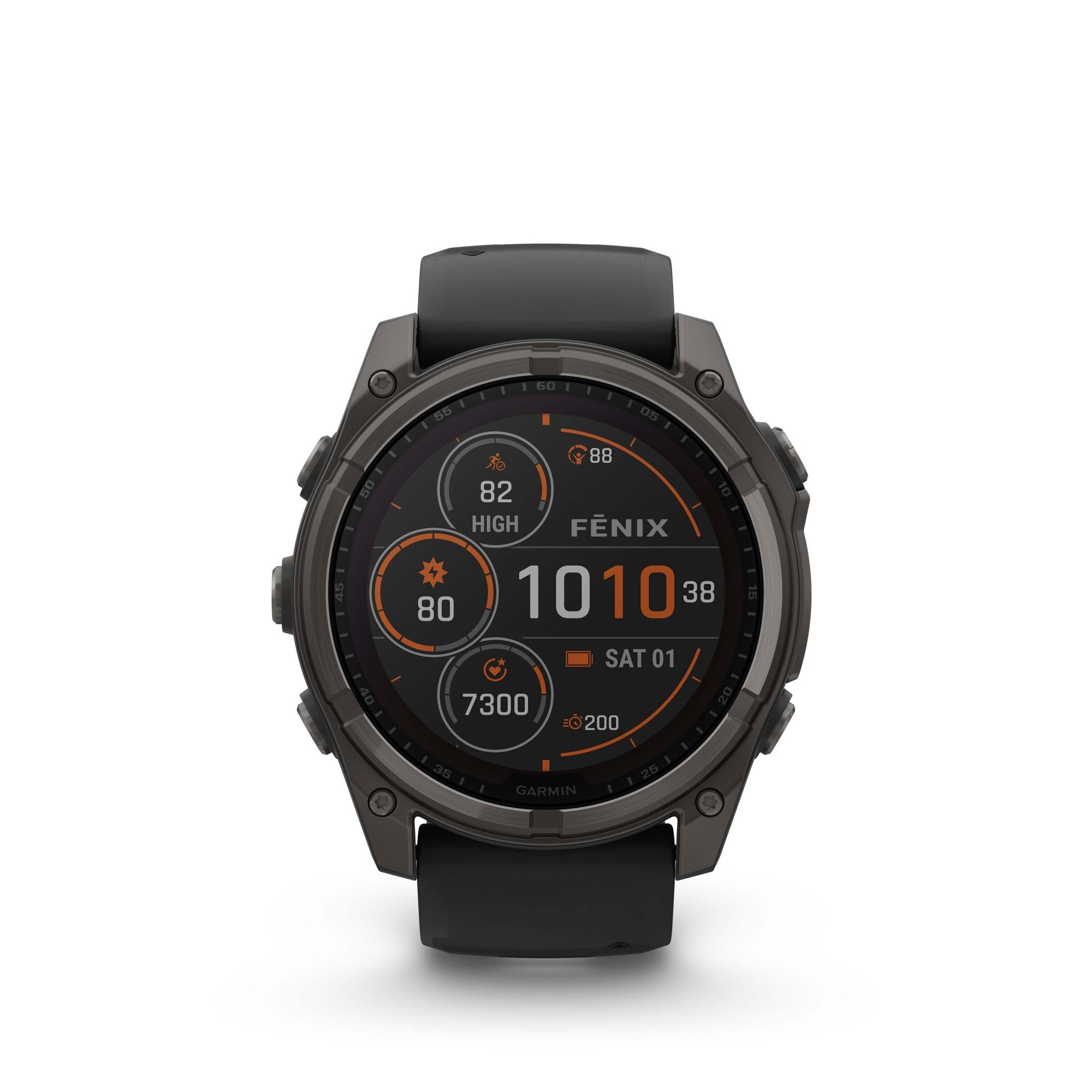 fenix 8 51mm Solar Sapphire Carbon Gray DLC Titanium with Black Gray Silicone