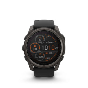 fenix 8 51mm Solar Sapphire Carbon Gray DLC Titanium with Black Gray Silicone