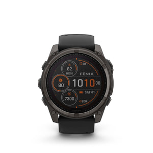 fenix 8 51mm Solar Sapphire Carbon Gray DLC Titanium with Black Gray Silicone Garmin