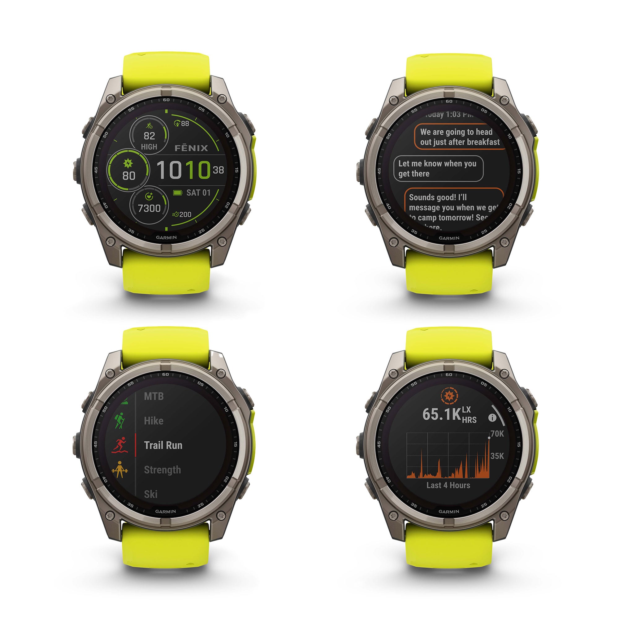 fenix 8 – 51 mm, Solar, Sapphire, Titanium with Amp Yellow/Graphite Silicone