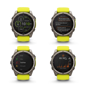 fenix 8 – 51 mm, Solar, Sapphire, Titanium with Amp Yellow/Graphite Silicone