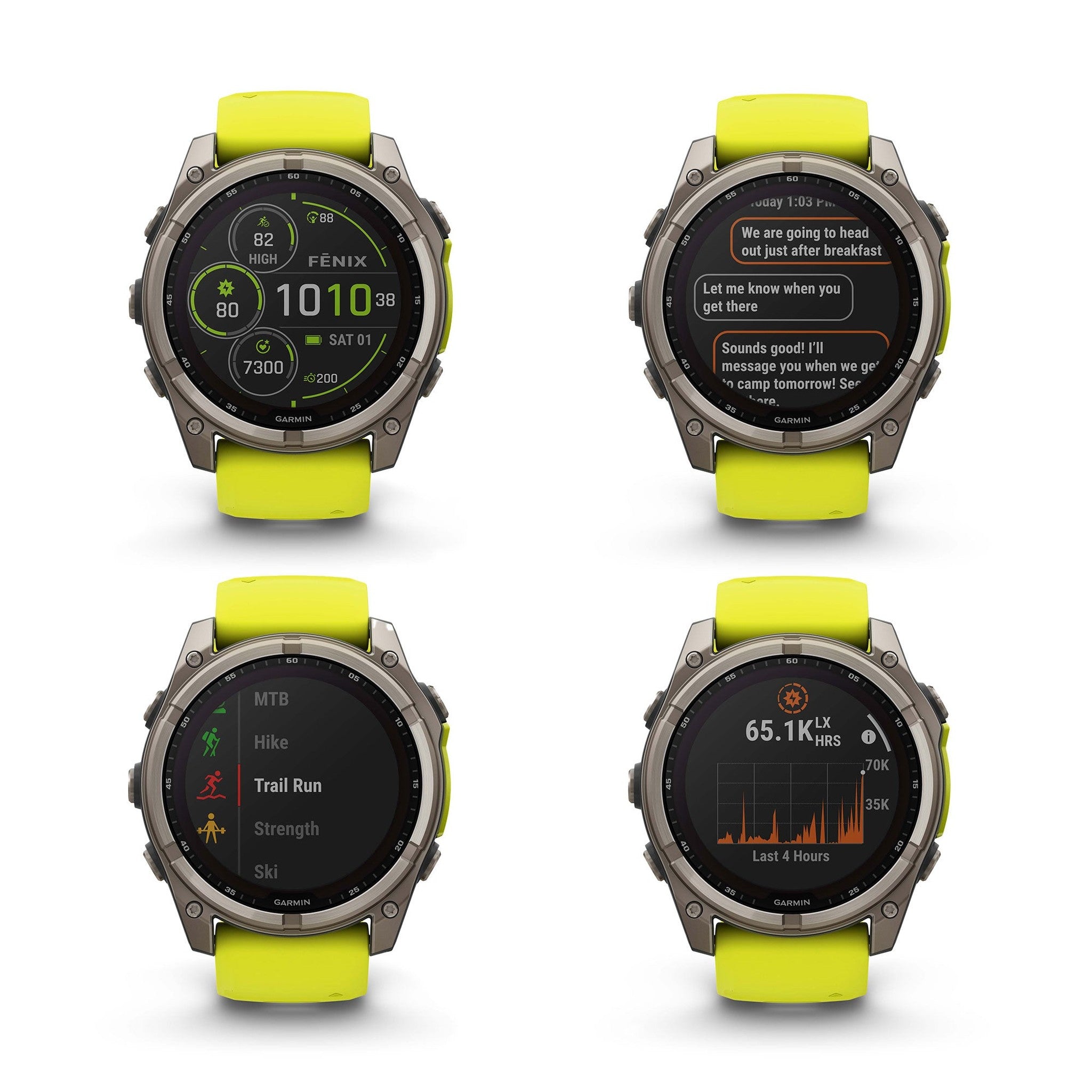 fenix 8 – 51 mm, Solar, Sapphire, Titanium with Amp Yellow/Graphite Silicone