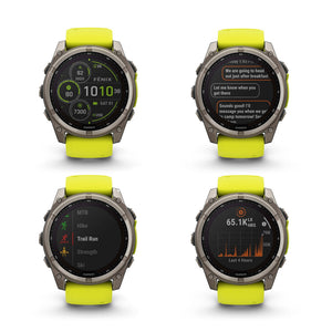 fenix 8 – 51 mm, Solar, Sapphire, Titanium with Amp Yellow/Graphite Silicone