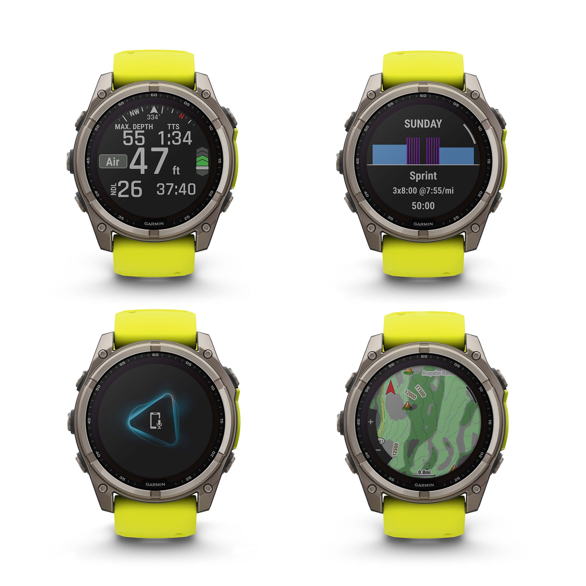 fenix 8 – 51 mm, Solar, Sapphire, Titanium with Amp Yellow/Graphite Silicone