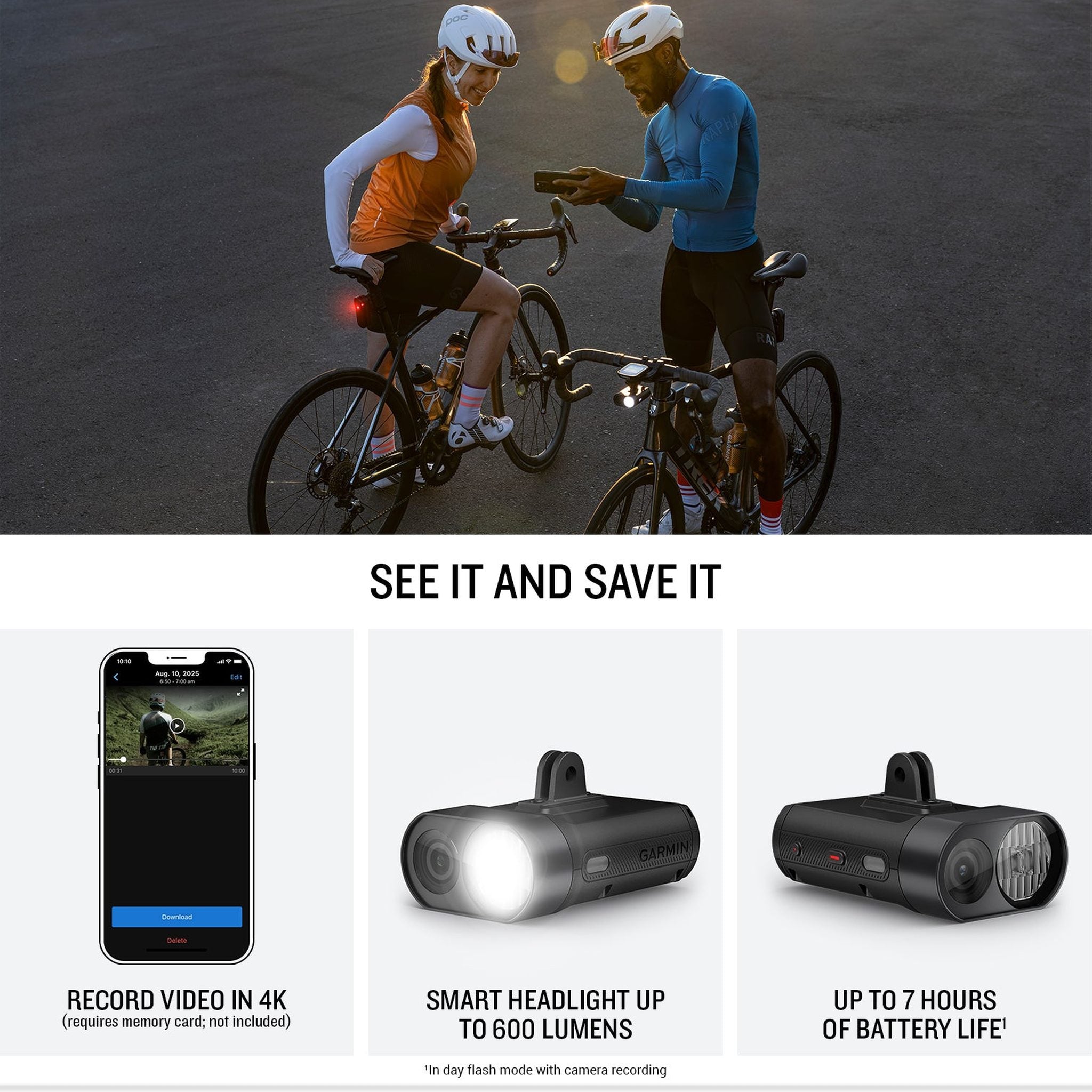Garmin Varia Vue Headlight Camera + Edge 1050 Premium Cycling Computer Bundle