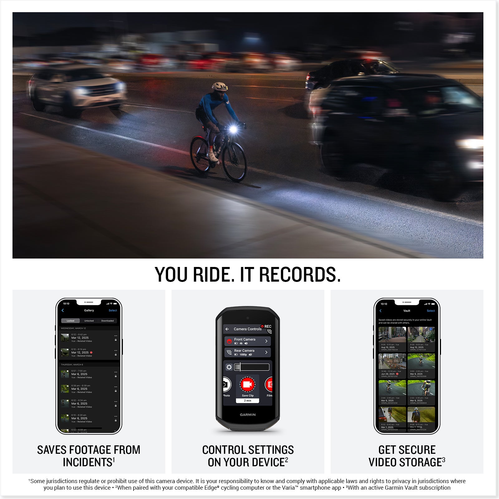 Garmin Varia Vue Headlight Bicycle Camera, 600-Lumen Smart Bike Light Bundle