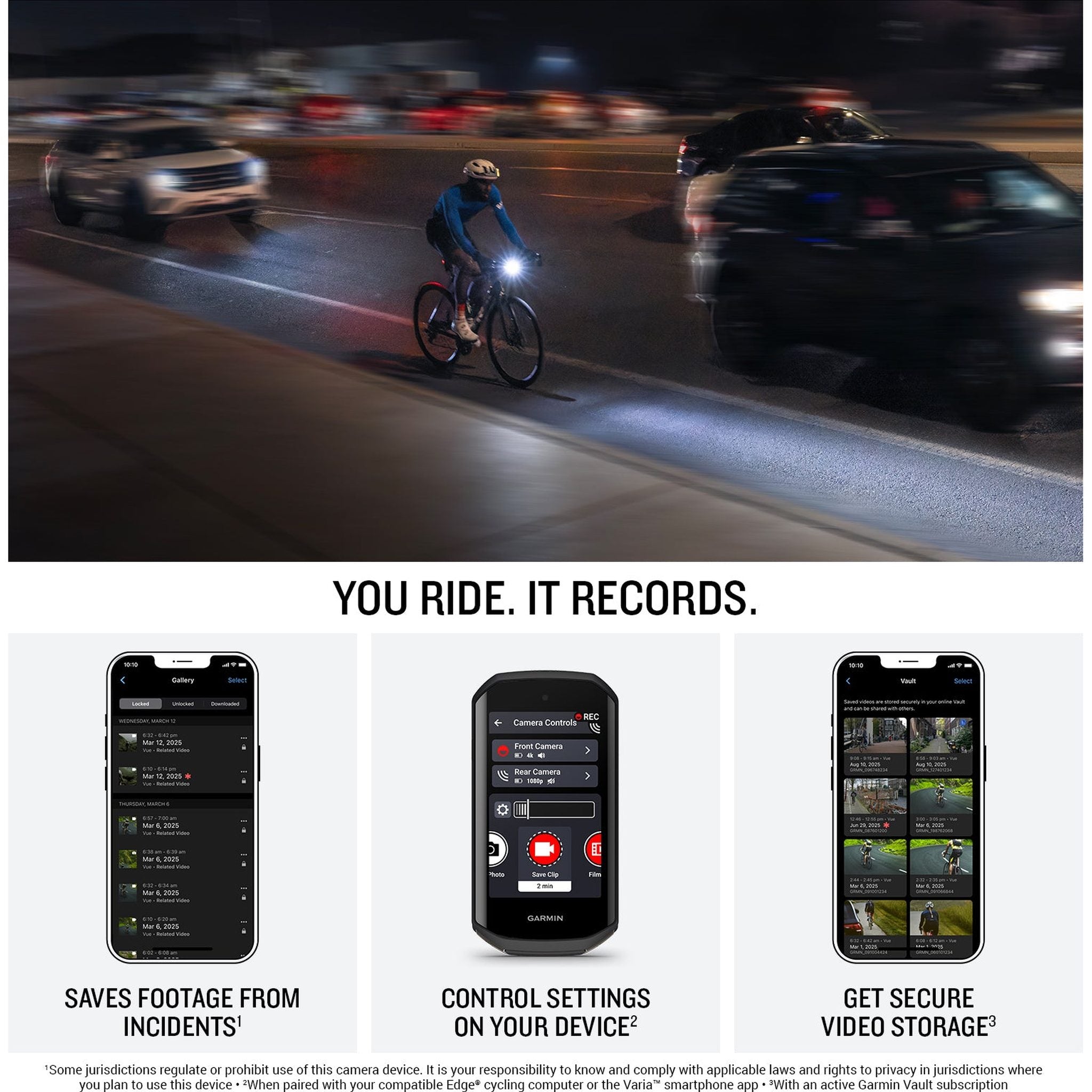 Garmin Varia Vue Headlight Camera + Edge 1050 Premium Cycling Computer Bundle