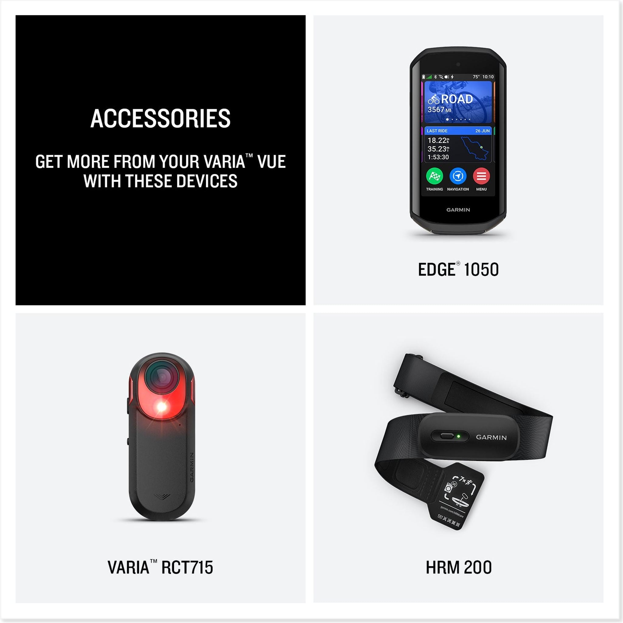 Garmin Varia Vue Headlight Bicycle Camera, 600-Lumen Smart Bike Light Bundle