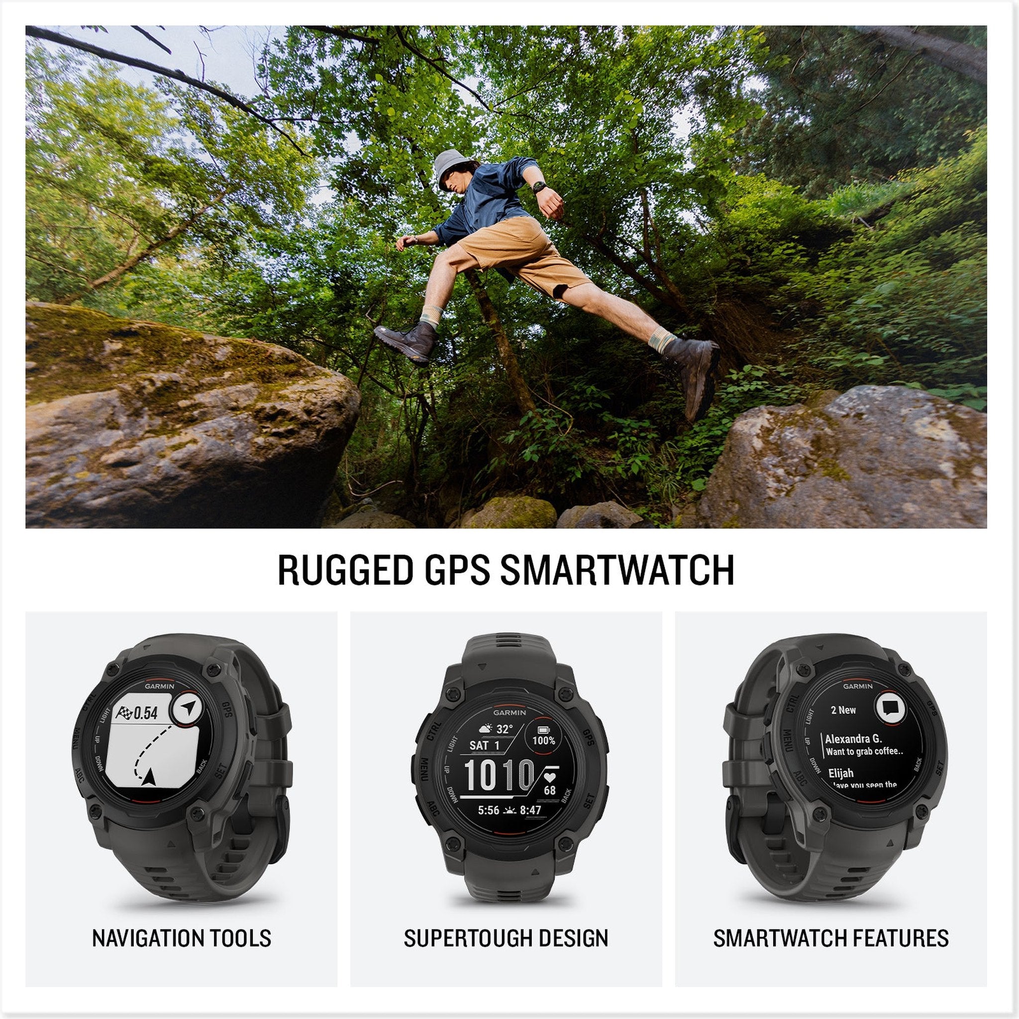 Garmin Instinct E 40mm Outdoor GPS Smartwatch 14 Days of Battery Life, Charcoal