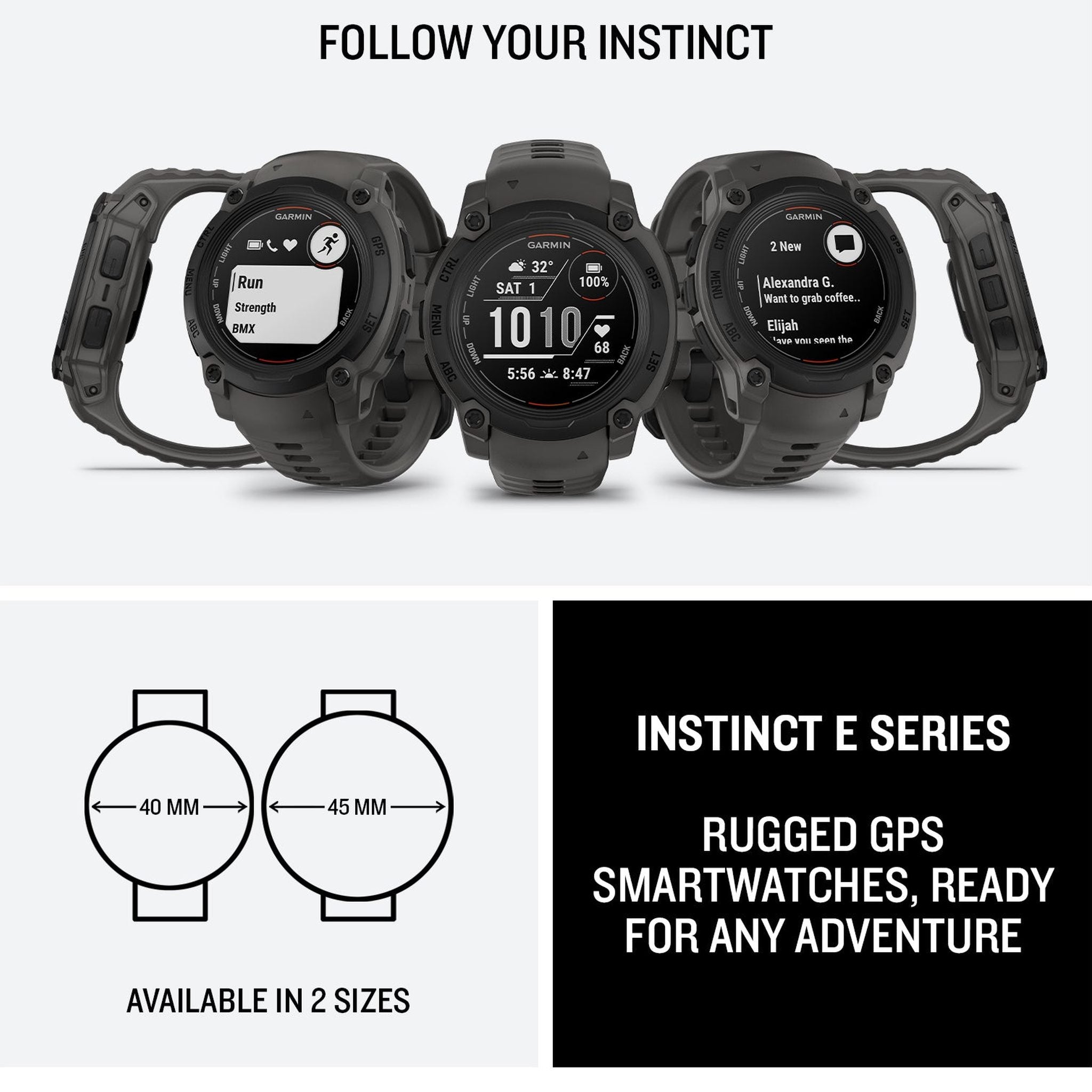 Garmin Instinct E 40mm Outdoor GPS Smartwatch 14 Days of Battery Life, Charcoal Garmin