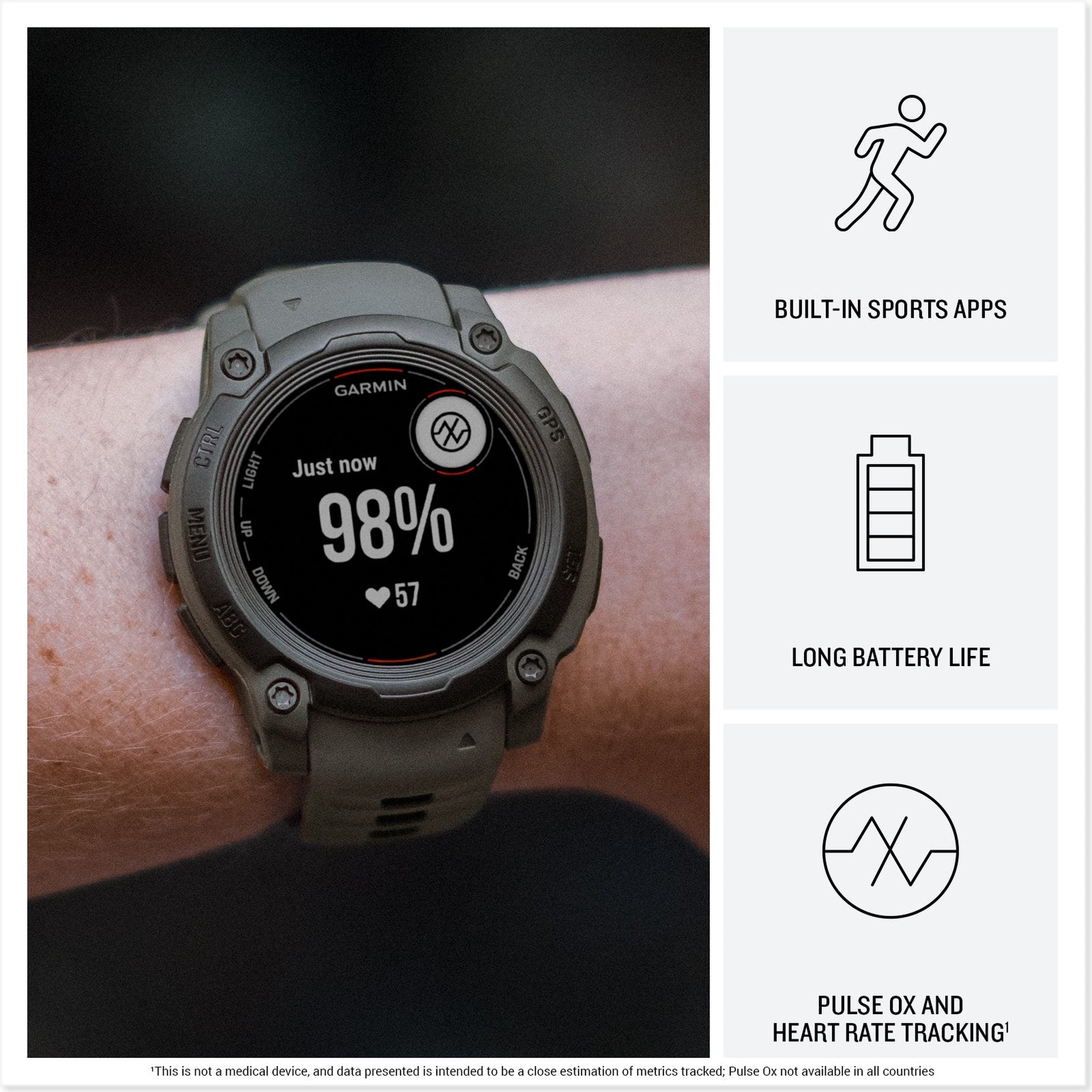 Garmin Instinct E 40mm, Outdoor GPS Smartwatch Electric Lime/Twilight