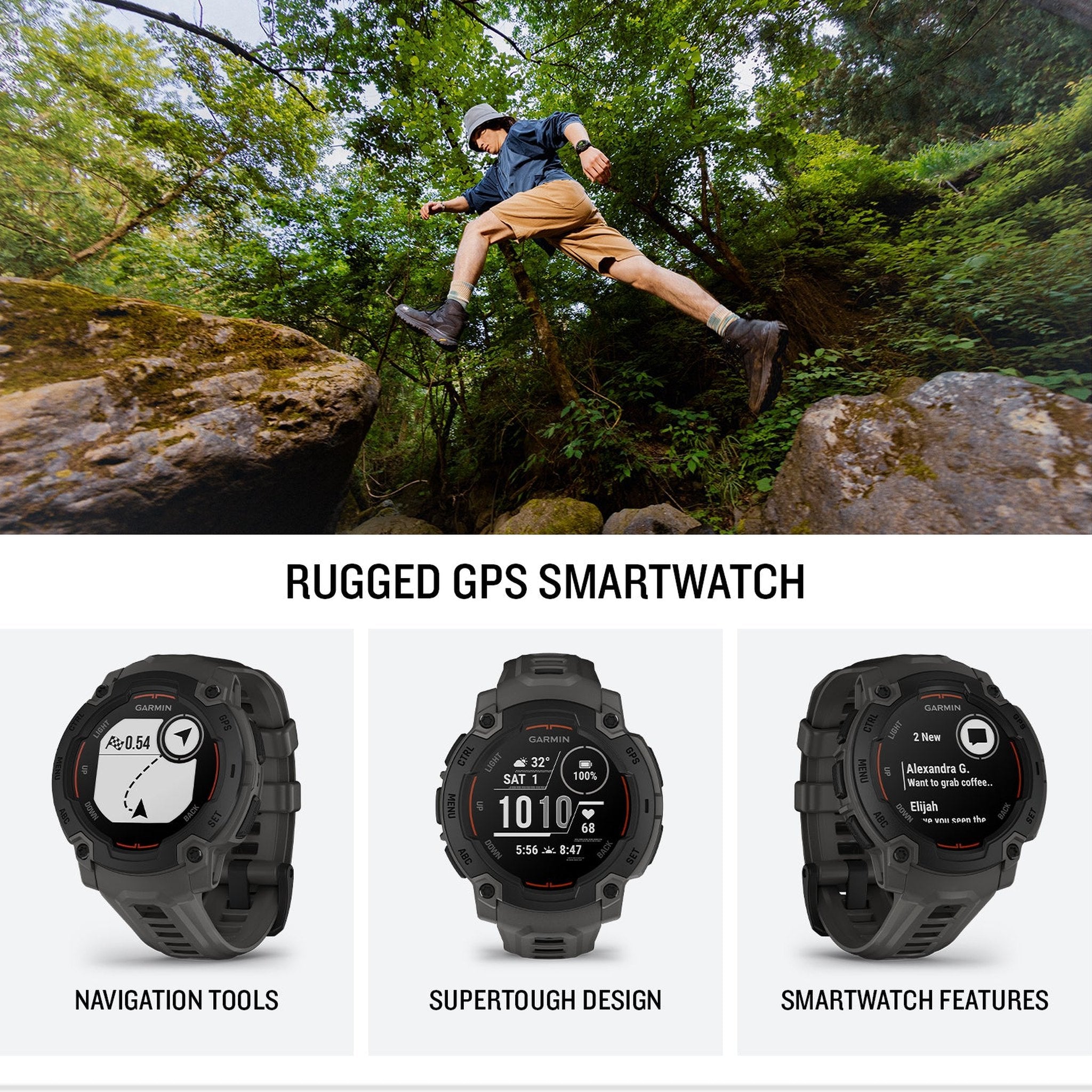 Garmin Instinct E 45mm, Outdoor GPS Smartwatch 16 Days Battery Life, Charcoal