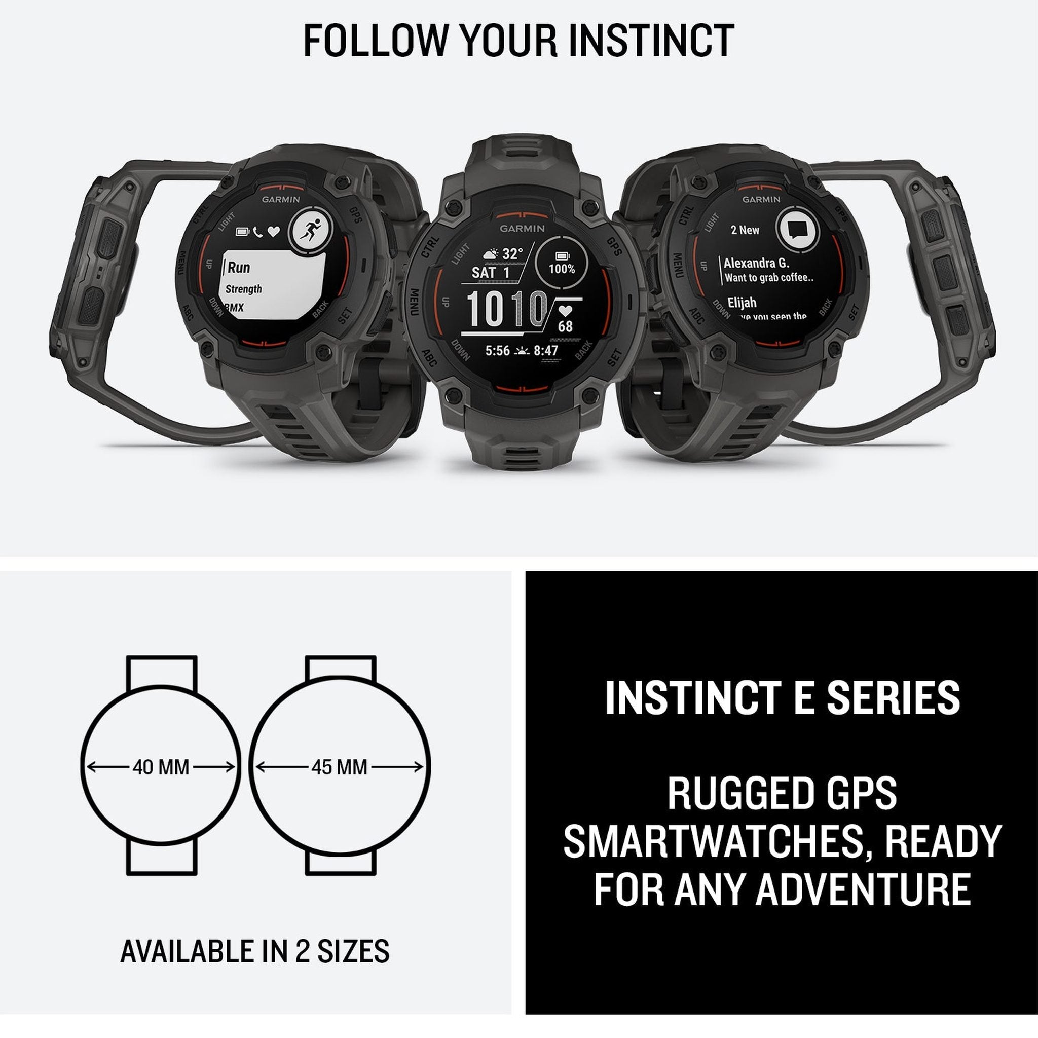 Garmin Instinct E 45mm, Outdoor GPS Smartwatch 16 Days Battery Life, Charcoal Garmin