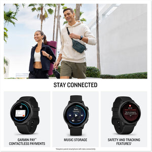 Garmin Vivoactive 6 Smartwatch Slate with Black Silicone Band Bundle