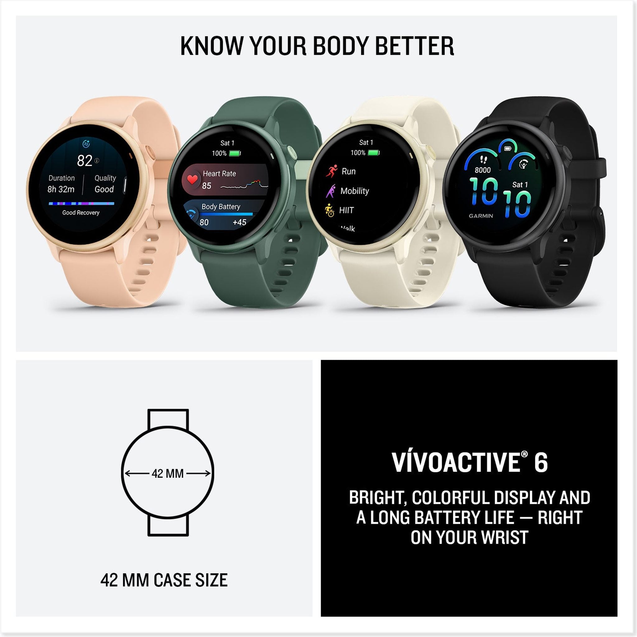 Garmin Vivoactive 6 Fitness GPS Smartwatch-Slate with Black Silicone Band