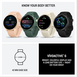 Garmin Vivoactive 6 Fitness GPS Smartwatch-Slate with Black Silicone Band