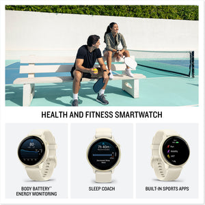 Garmin Vivoactive 6 Smartwatch Lunar Gold with Bone Silicone