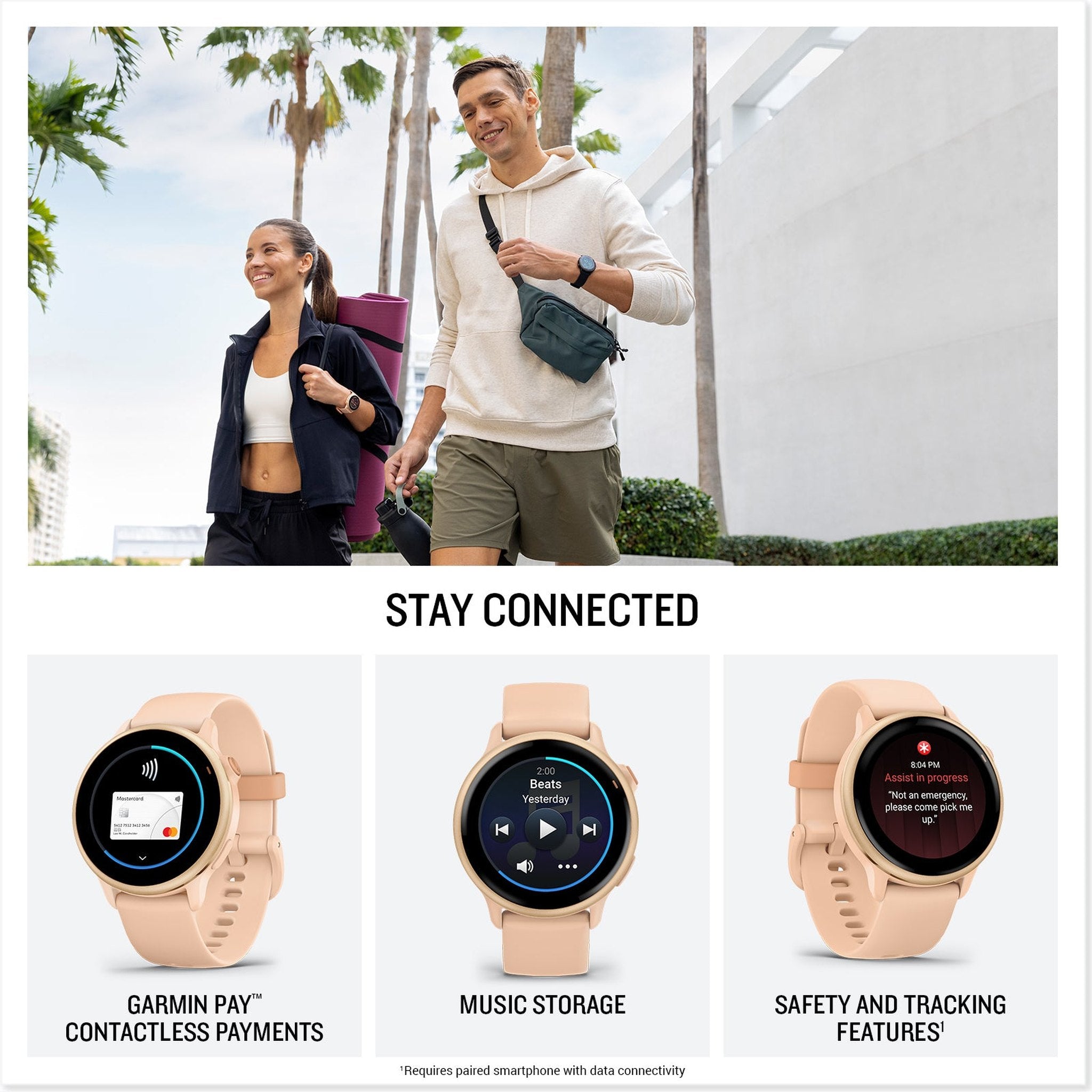 Garmin Vivoactive 6 Smartwatch Metallic Pink Dawn with Pink Band
